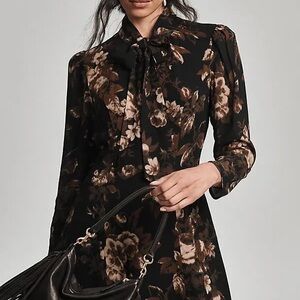 Reformation Sunna Black Floral Mini Dress - Size 10